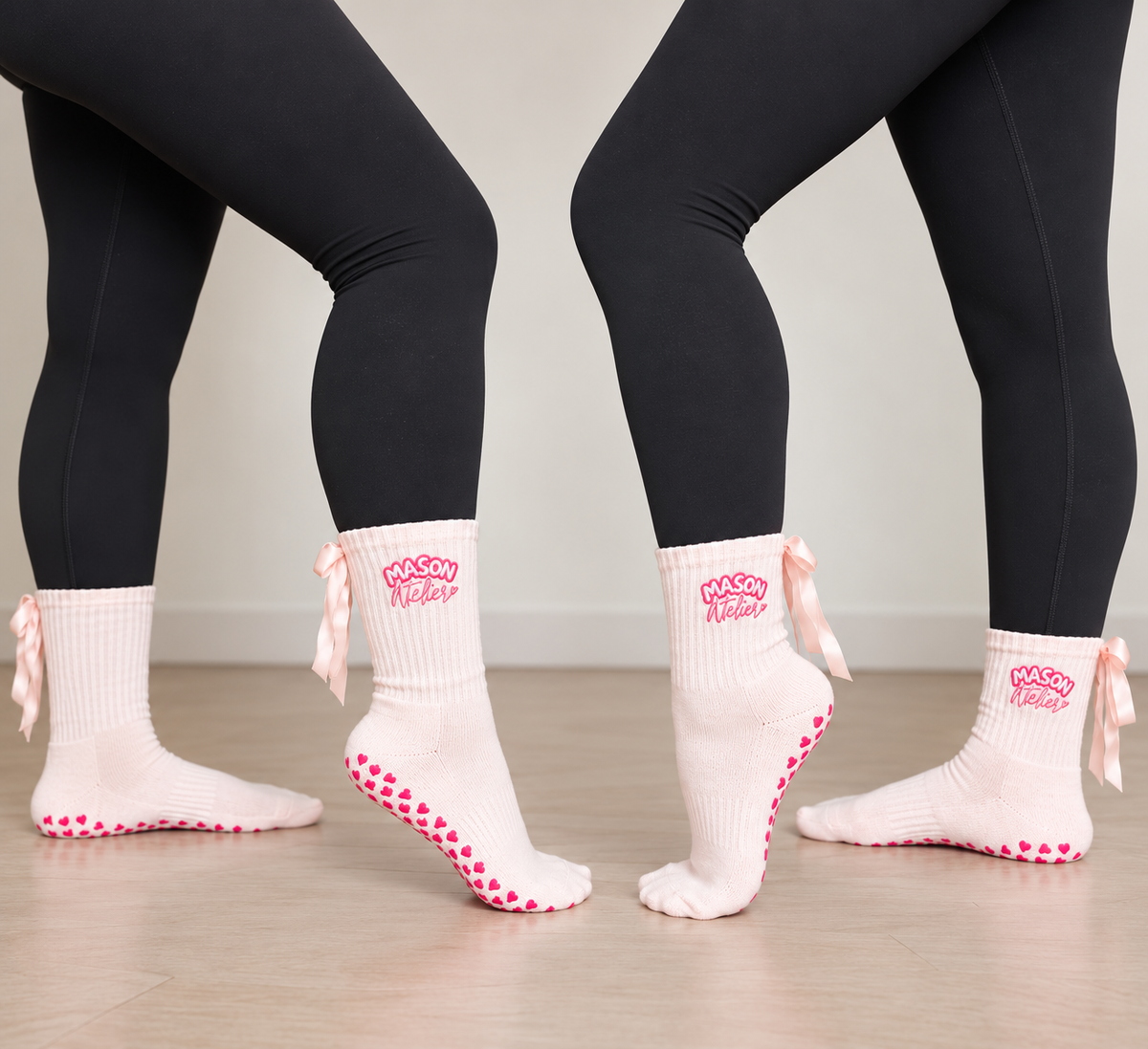 Pretty in Pink Bow Grip Socks 🎀